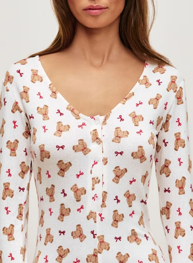 انديز بدلة جمبسوت طويلة من دمية الدب